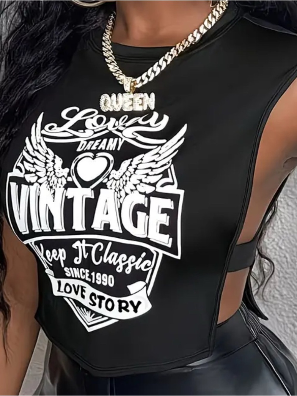 Vintage Graphic Black Tank Top - Women's